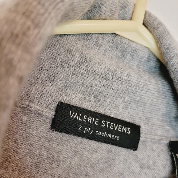 Valerie Stevens Grey 100% Cashmere Collared Long Sleeved Sweater Size XL - Picture 3 of 7